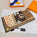 Stylish Four-Leaf Clover &amp; Letter Pattern Silk Scarf