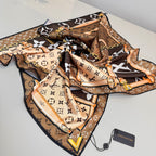 Stylish Four-Leaf Clover &amp; Letter Pattern Silk Scarf