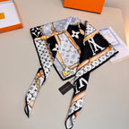 Stylish Four-Leaf Clover &amp; Letter Pattern Silk Scarf
