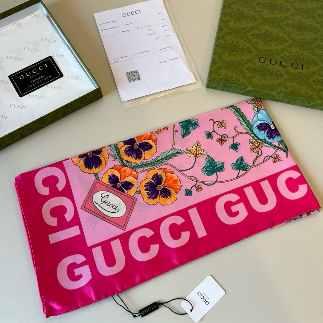 Stylish GG Letter Pattern Silk Scarf