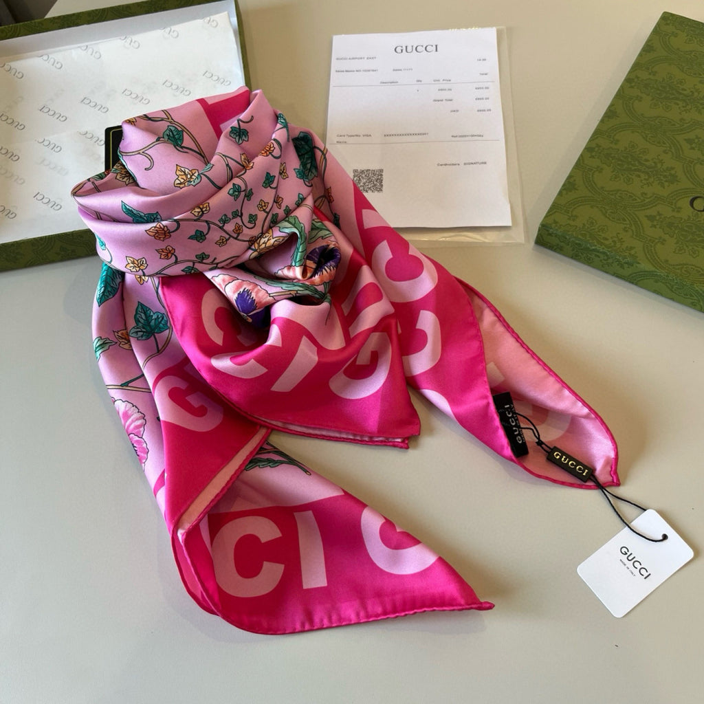 Stylish GG Letter Pattern Silk Scarf