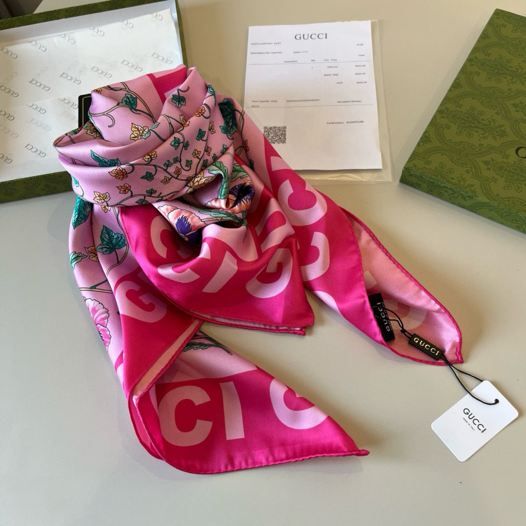 Stylish GG Letter Pattern Silk Scarf