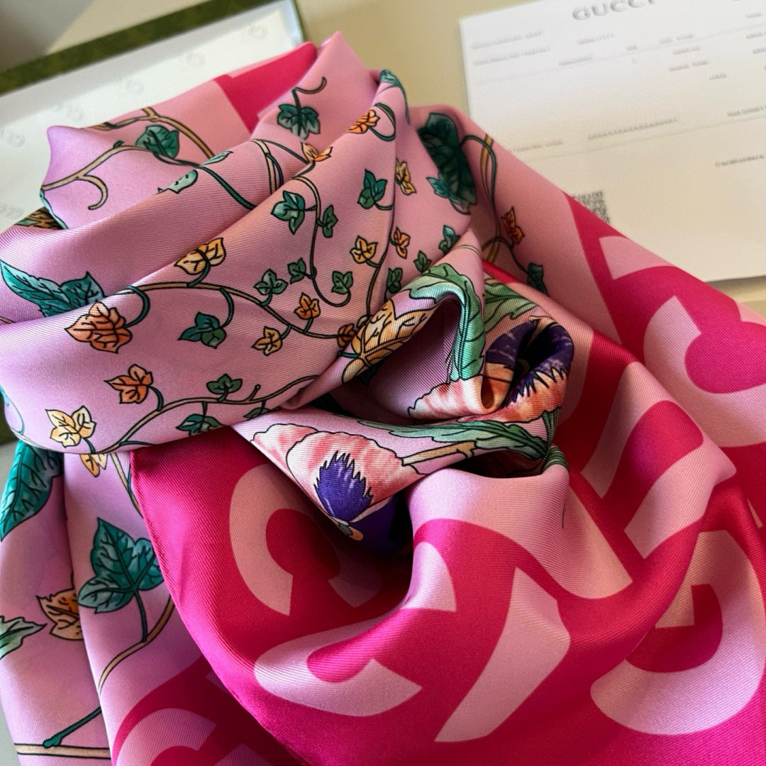 Stylish GG Letter Pattern Silk Scarf