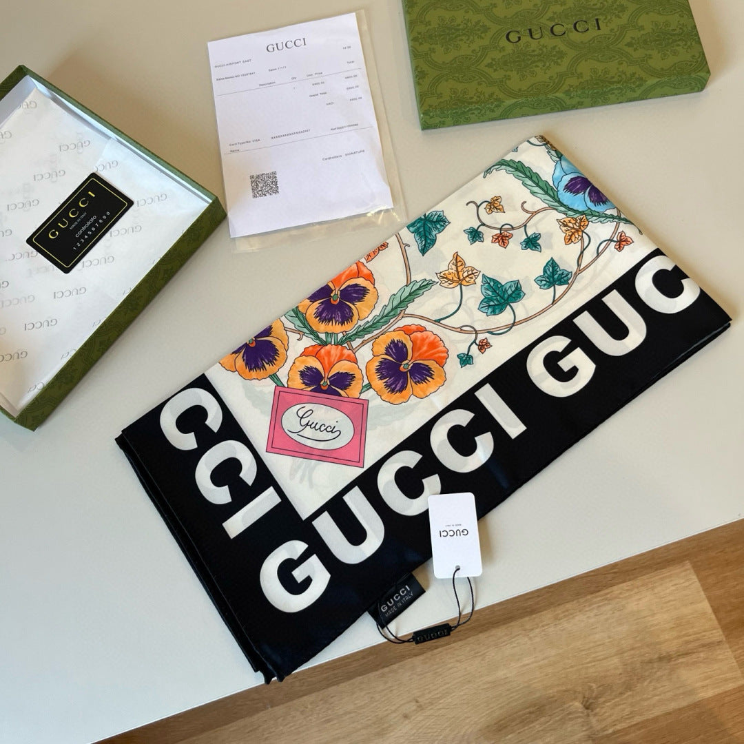 Stylish GG Letter Pattern Silk Scarf