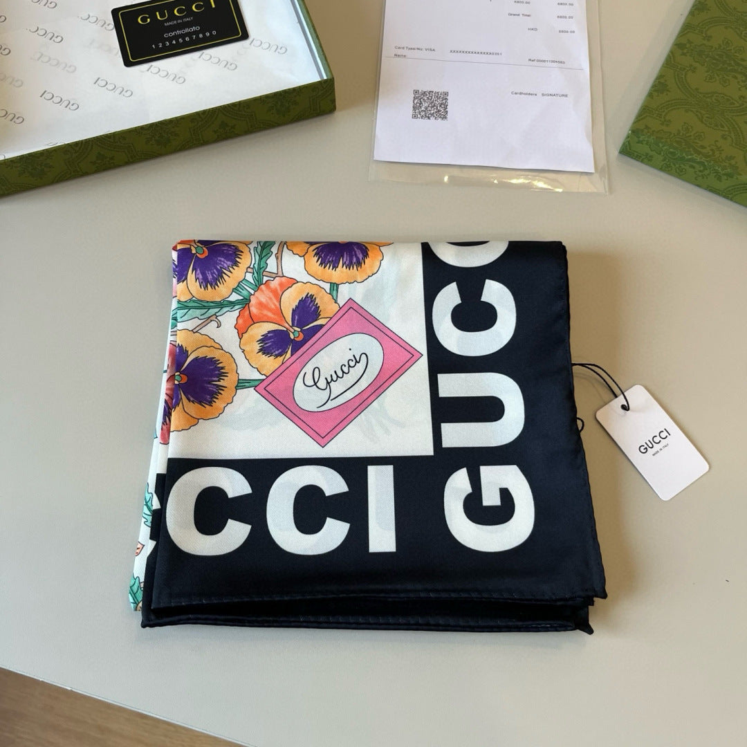 Stylish GG Letter Pattern Silk Scarf