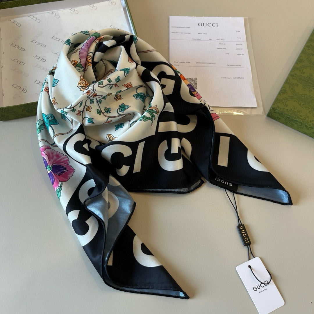 Stylish GG Letter Pattern Silk Scarf