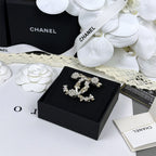 Stylish CC Pearl Brooch