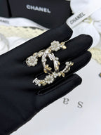 Stylish CC Pearl Brooch