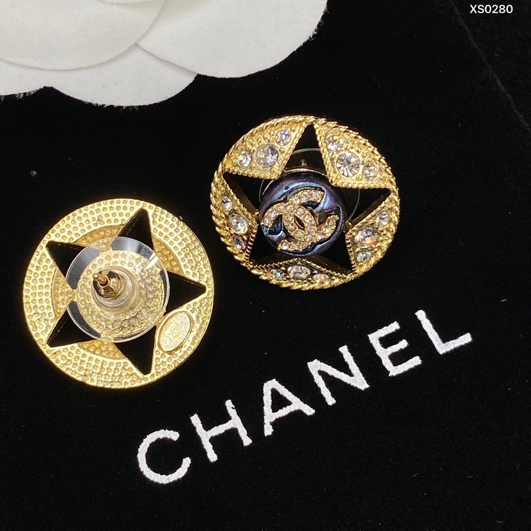 Stylish CC Rhinestone Earrings