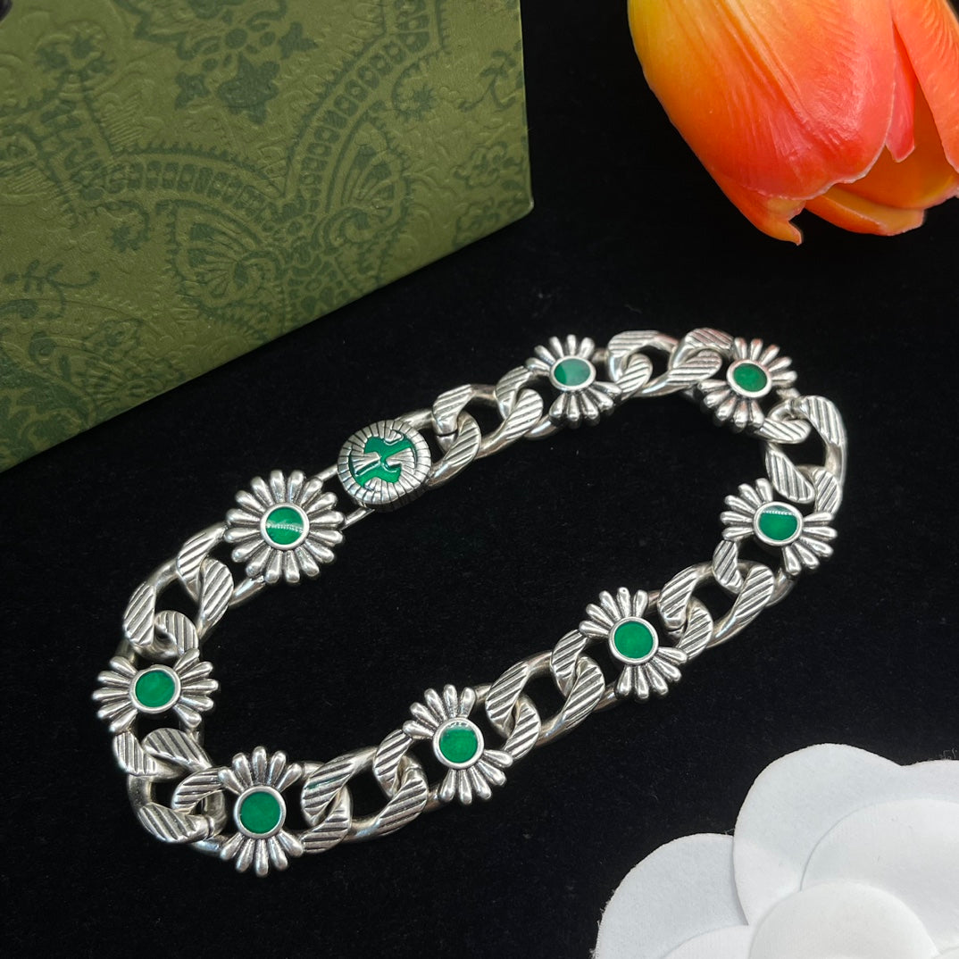 Classic GG Sunflower Motif Rhinestone Bracelet
