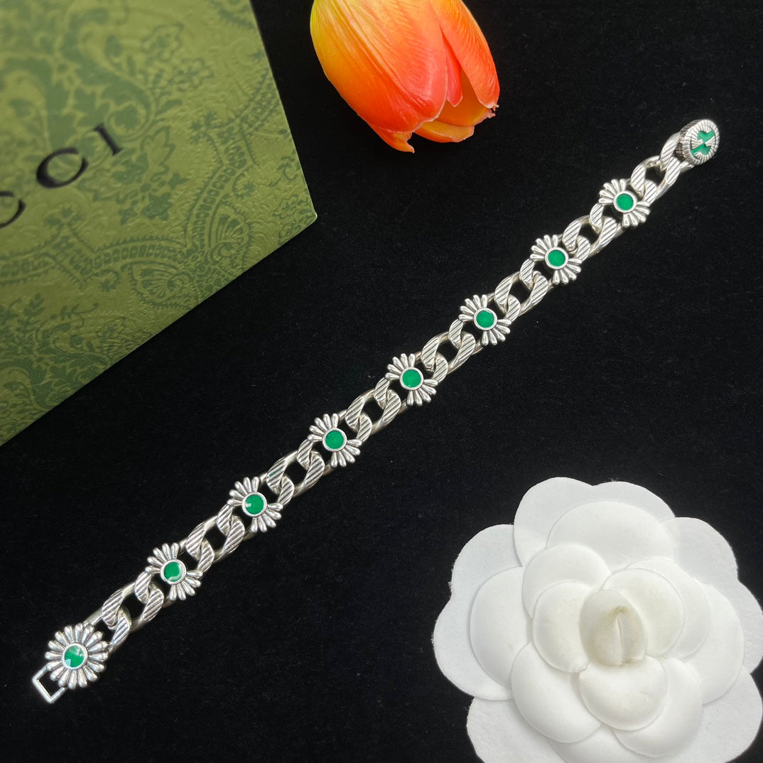 Classic GG Sunflower Motif Rhinestone Bracelet