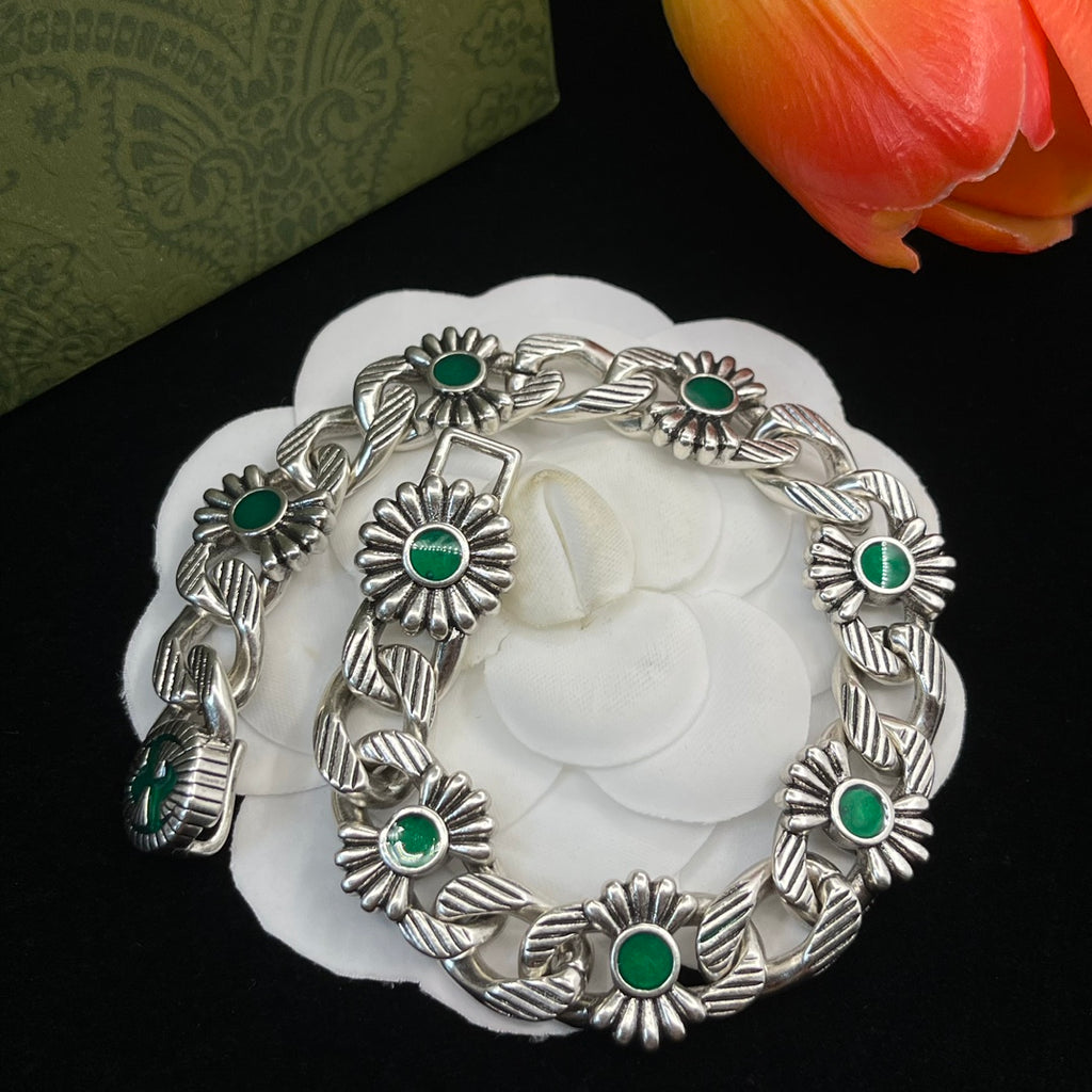 Classic GG Sunflower Motif Rhinestone Bracelet