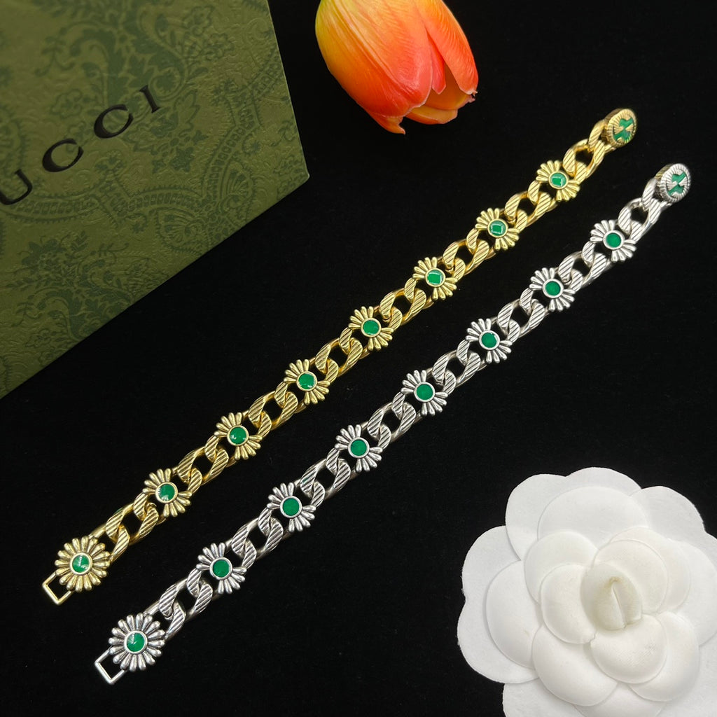Classic GG Sunflower Motif Rhinestone Bracelet