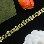 Classic GG Sunflower Motif Rhinestone Bracelet