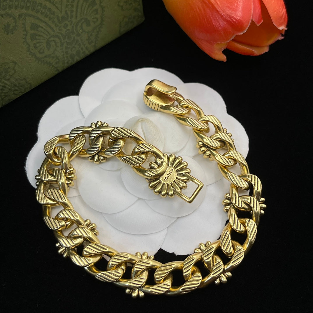 Classic GG Sunflower Motif Rhinestone Bracelet