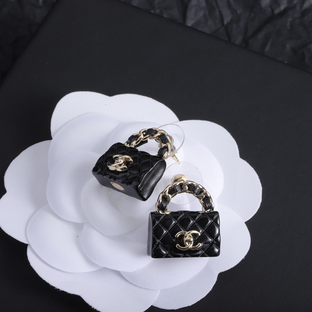 Stylish CC Handbag-Shaped Earrings