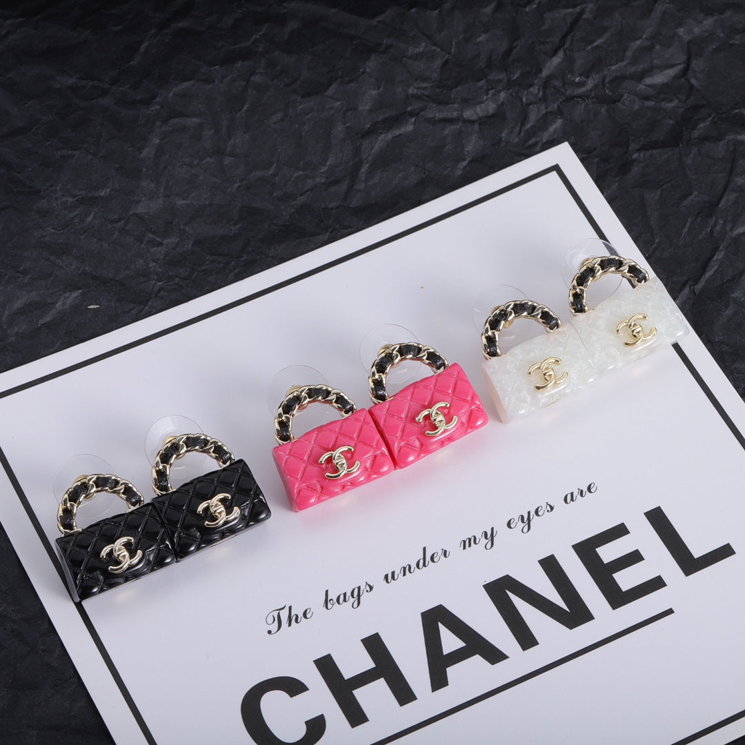 Stylish CC Handbag-Shaped Earrings