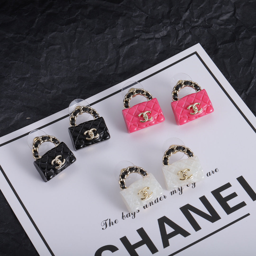 Stylish CC Handbag-Shaped Earrings