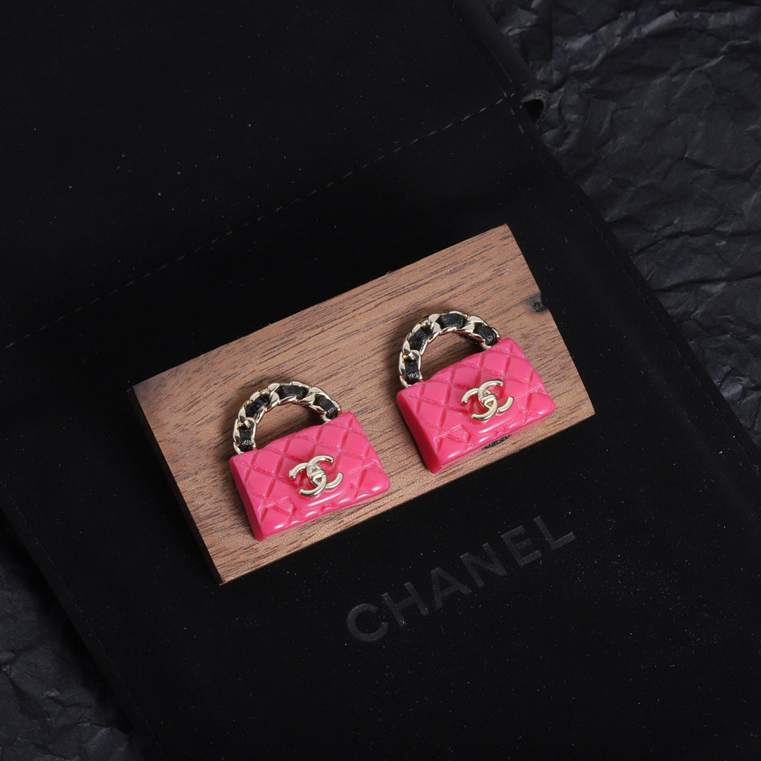 Stylish CC Handbag-Shaped Earrings