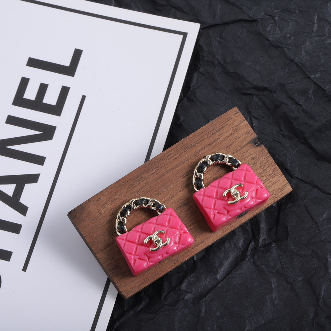 Stylish CC Handbag-Shaped Earrings