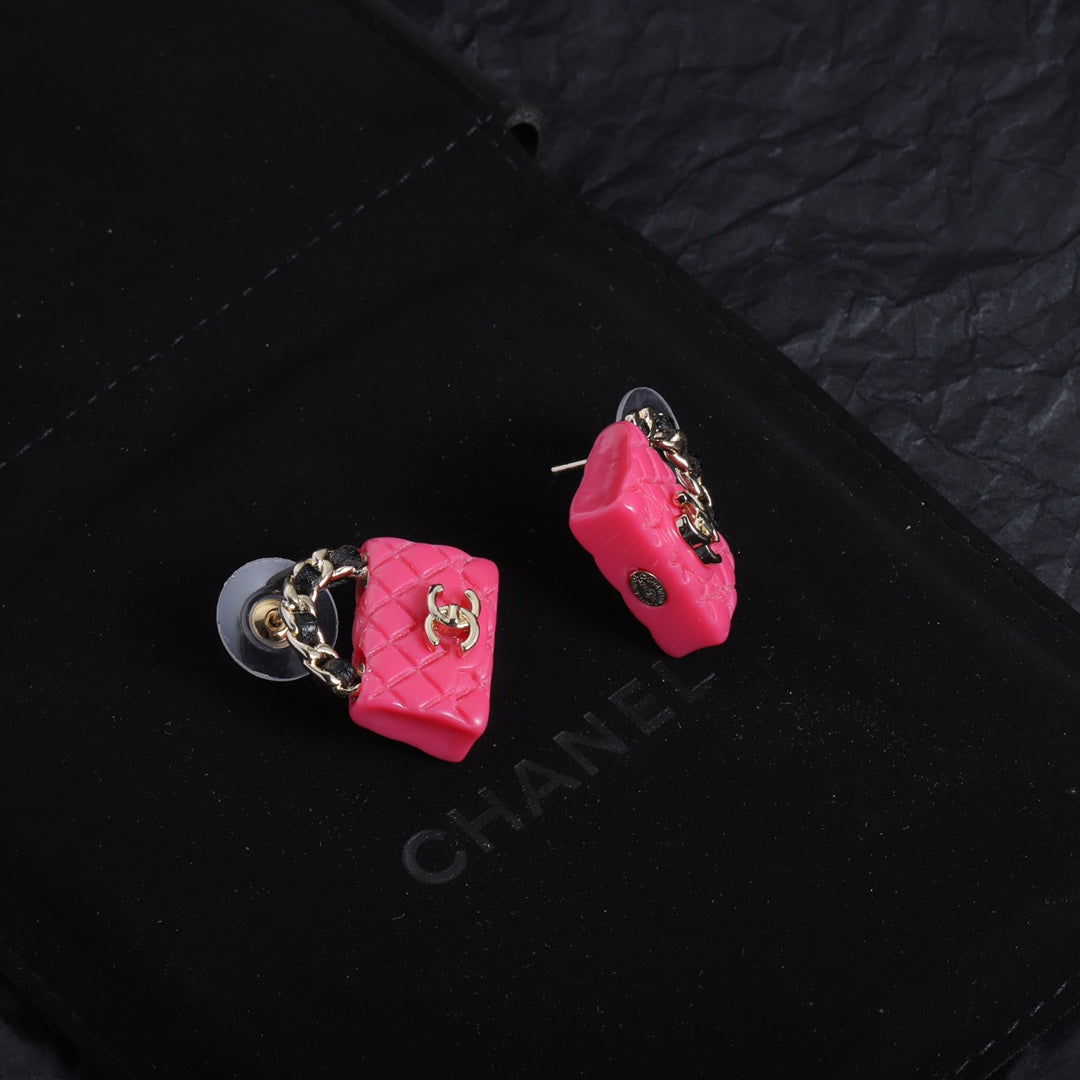 Stylish CC Handbag-Shaped Earrings