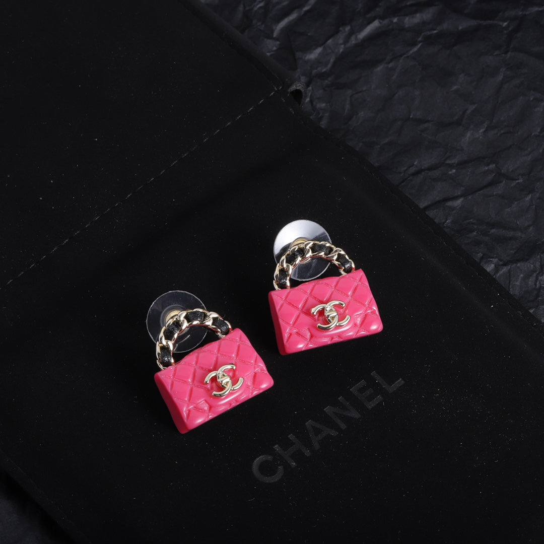 Stylish CC Handbag-Shaped Earrings