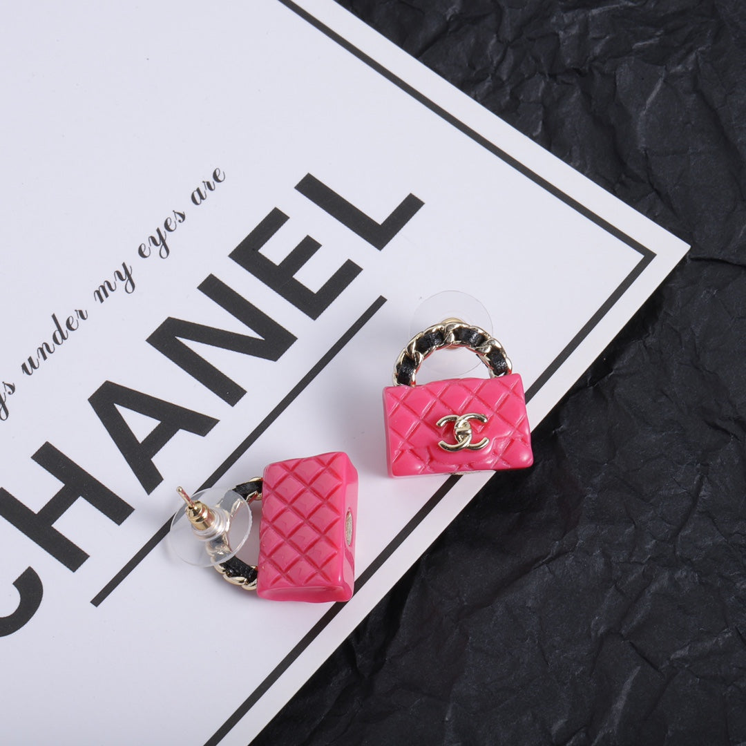 Stylish CC Handbag-Shaped Earrings