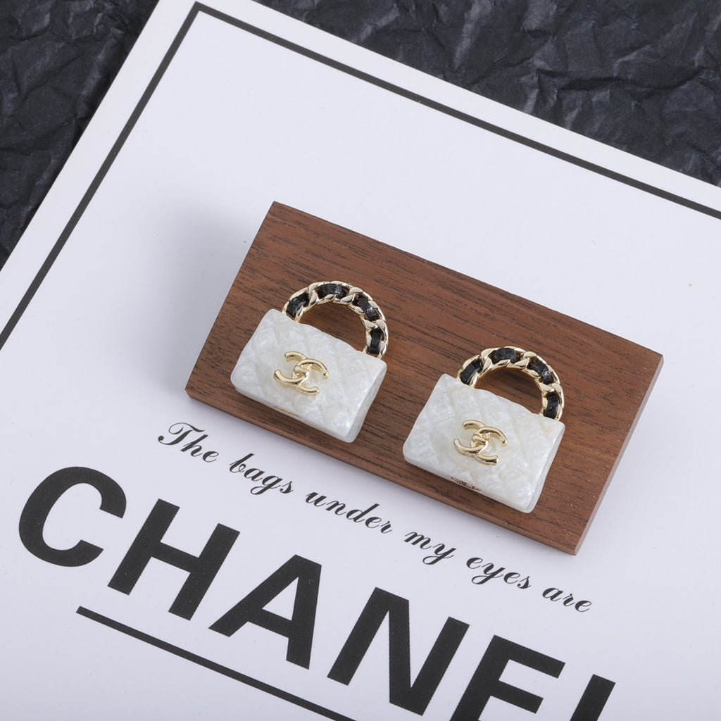 Stylish CC Handbag-Shaped Earrings