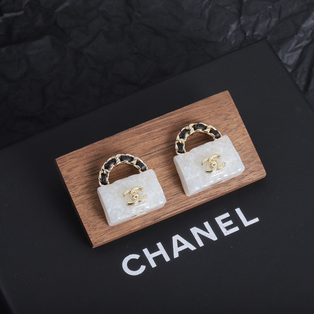 Stylish CC Handbag-Shaped Earrings