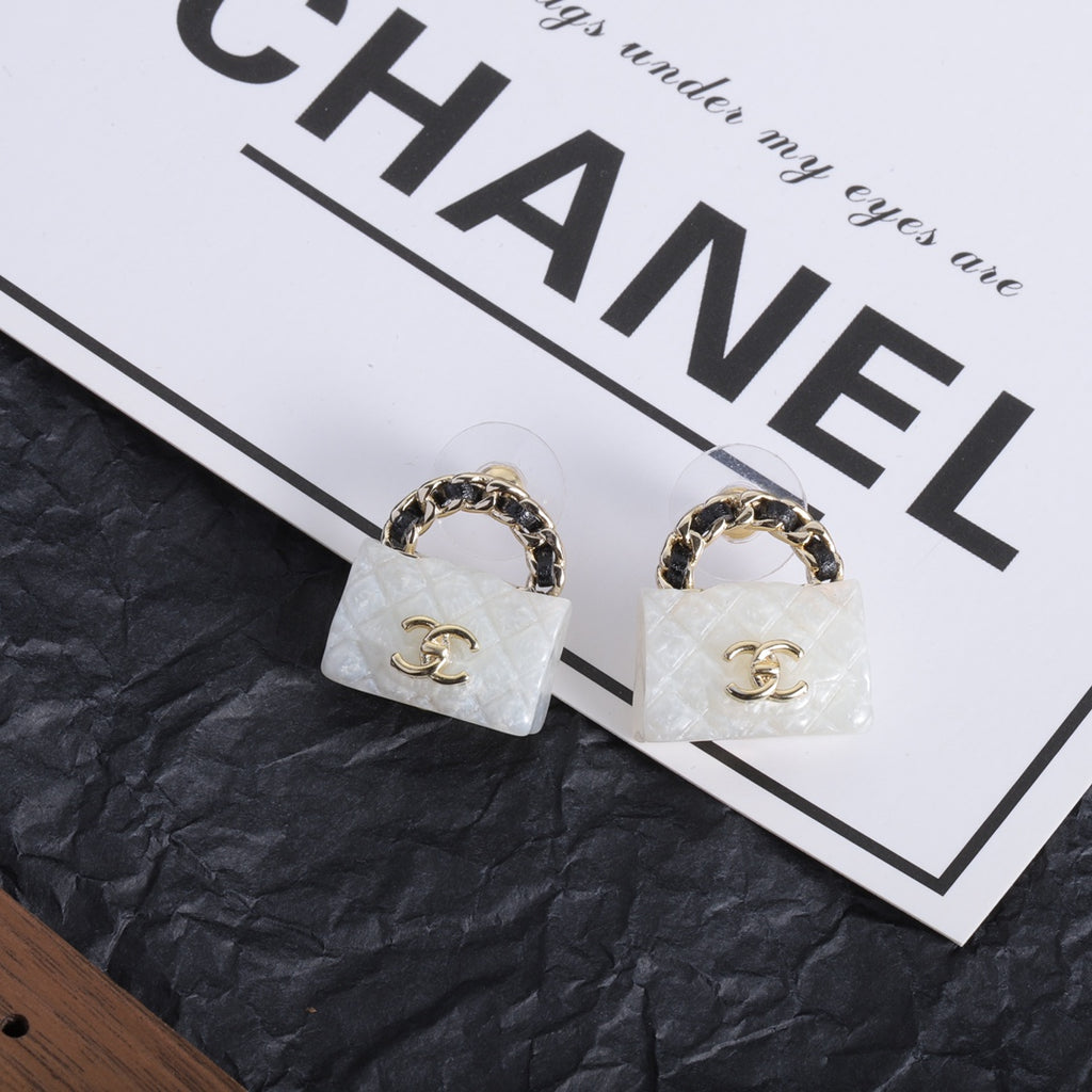 Stylish CC Handbag-Shaped Earrings
