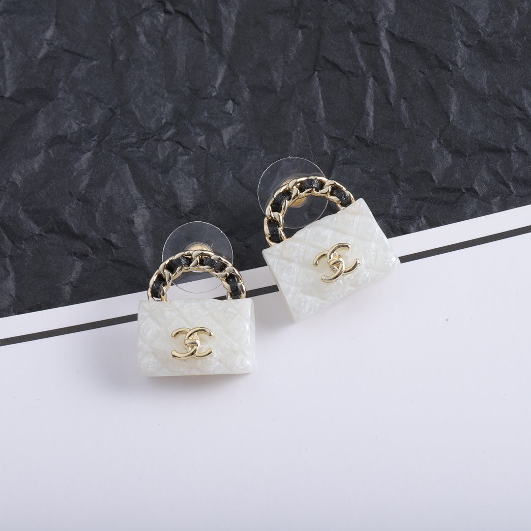 Stylish CC Handbag-Shaped Earrings