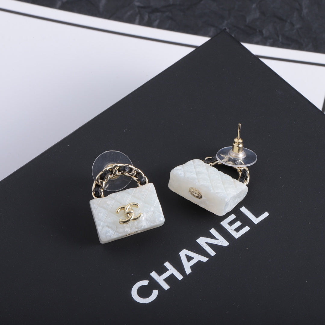 Stylish CC Handbag-Shaped Earrings