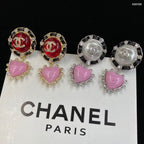 Stylish CC Rhinestone &amp Pearl Earrings