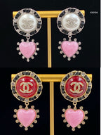 Stylish CC Rhinestone &amp Pearl Earrings