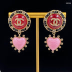 Stylish CC Rhinestone &amp Pearl Earrings