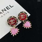 Stylish CC Rhinestone &amp Pearl Earrings