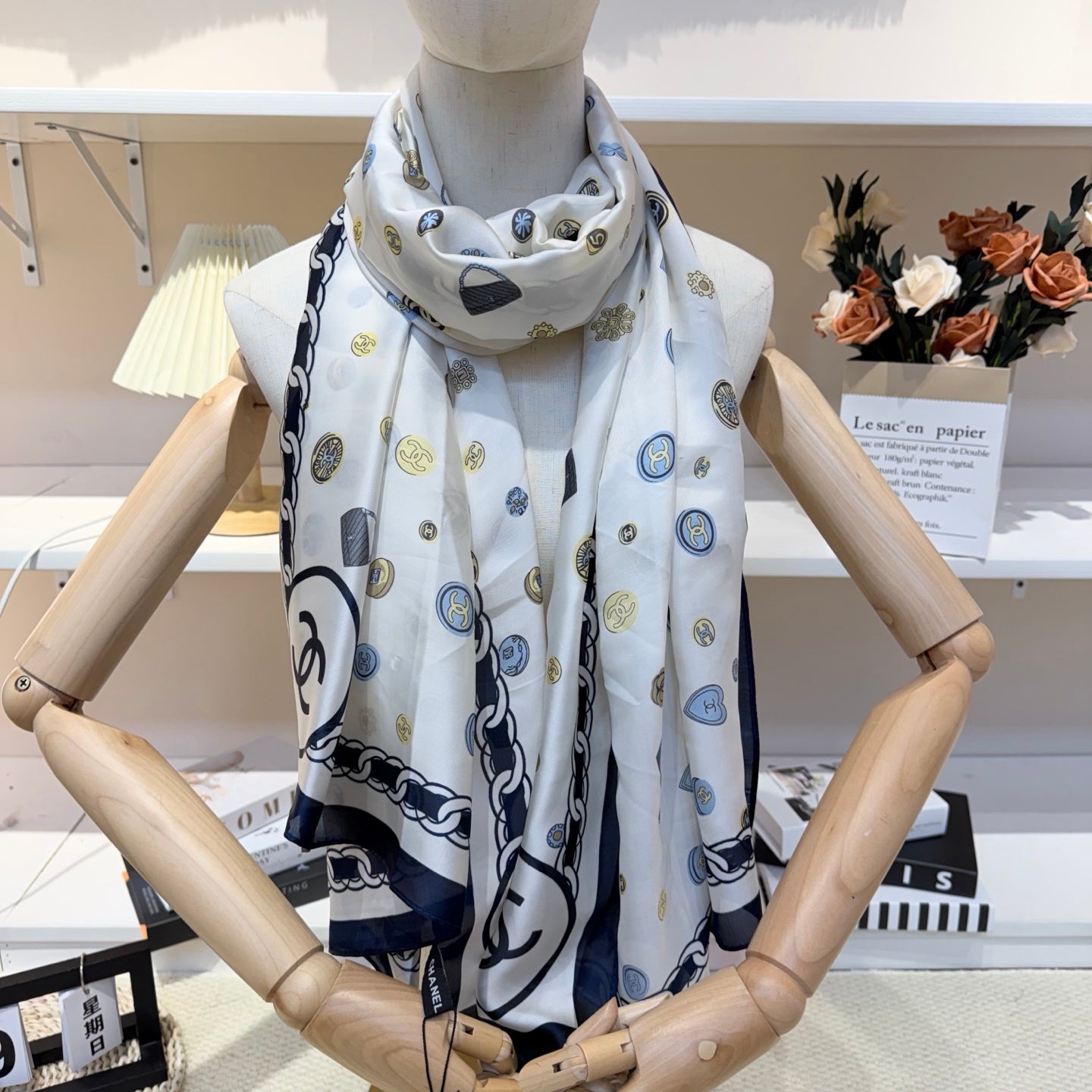 Fashionable CC Pattern Silk Scarf