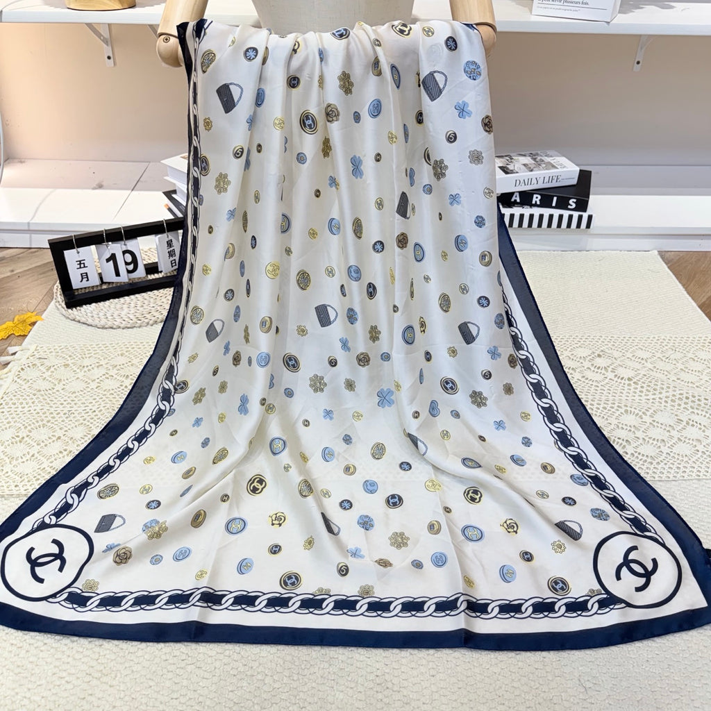 Fashionable CC Pattern Silk Scarf