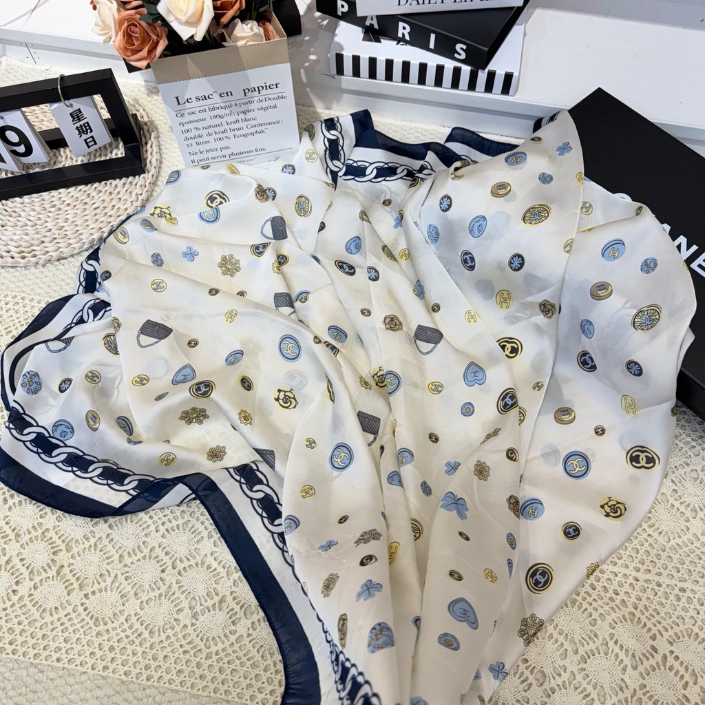 Fashionable CC Pattern Silk Scarf