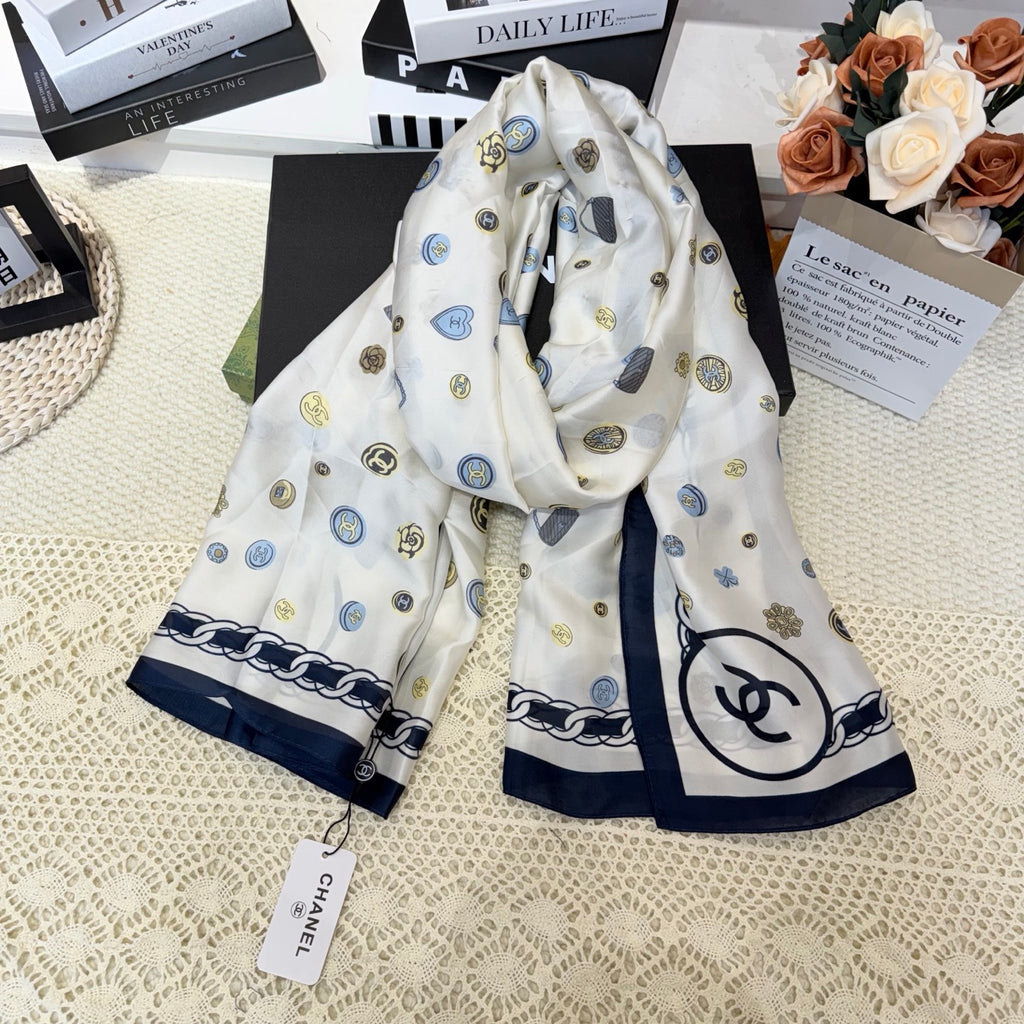 Fashionable CC Pattern Silk Scarf