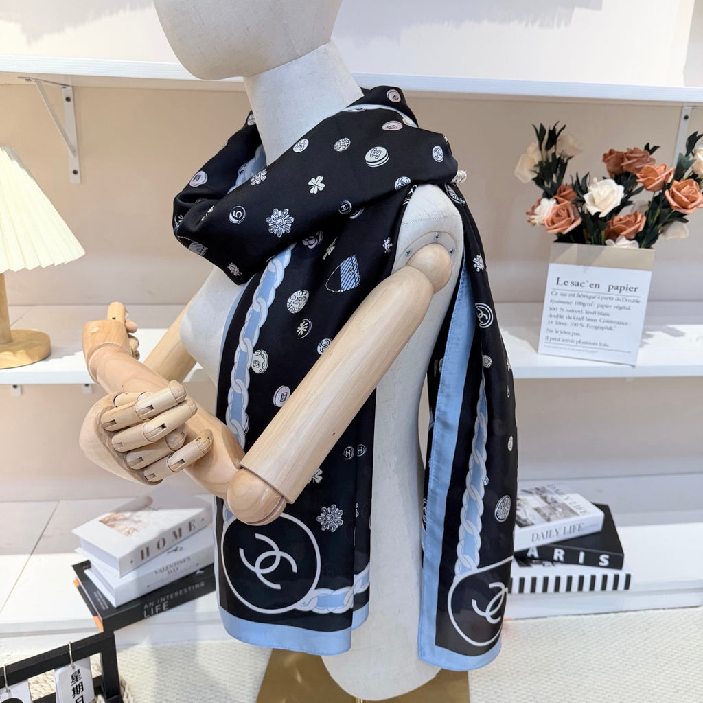 Fashionable CC Pattern Silk Scarf