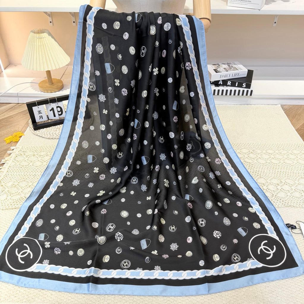 Fashionable CC Pattern Silk Scarf