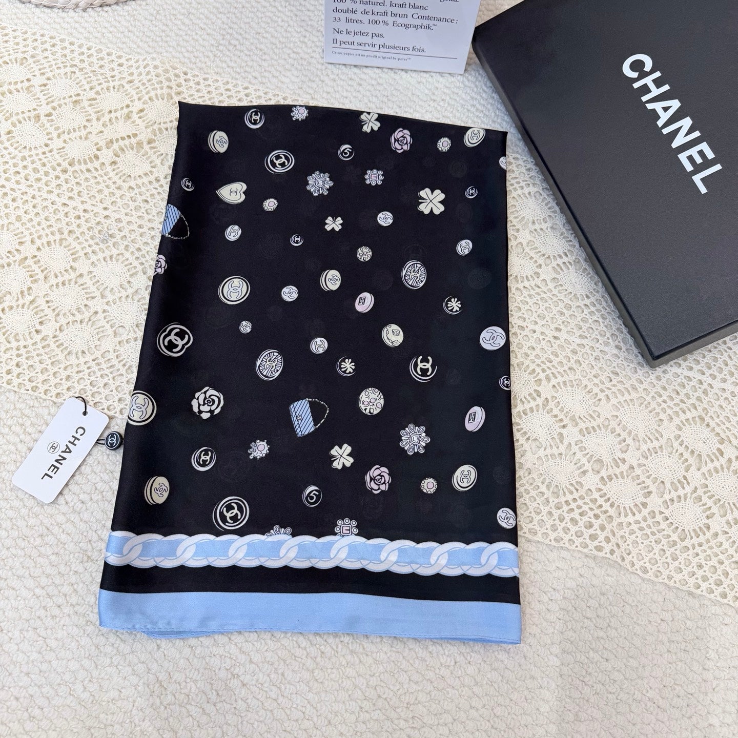 Fashionable CC Pattern Silk Scarf