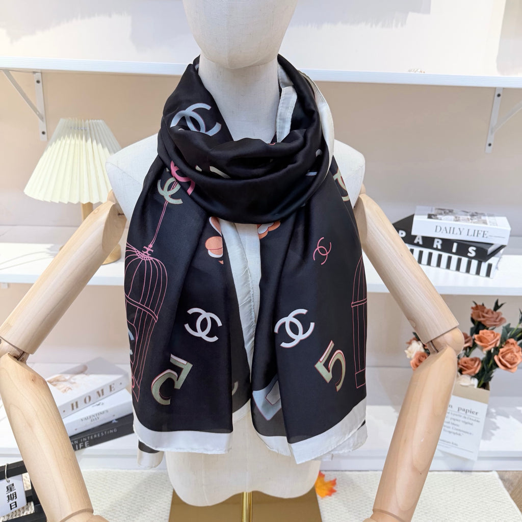 Fashionable CC Pattern Silk Scarf