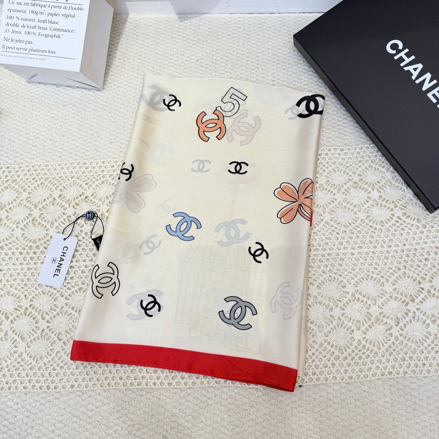 Fashionable CC Pattern Silk Scarf