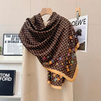 Fashionable Four-Leaf Clover Pattern Silk Scarf