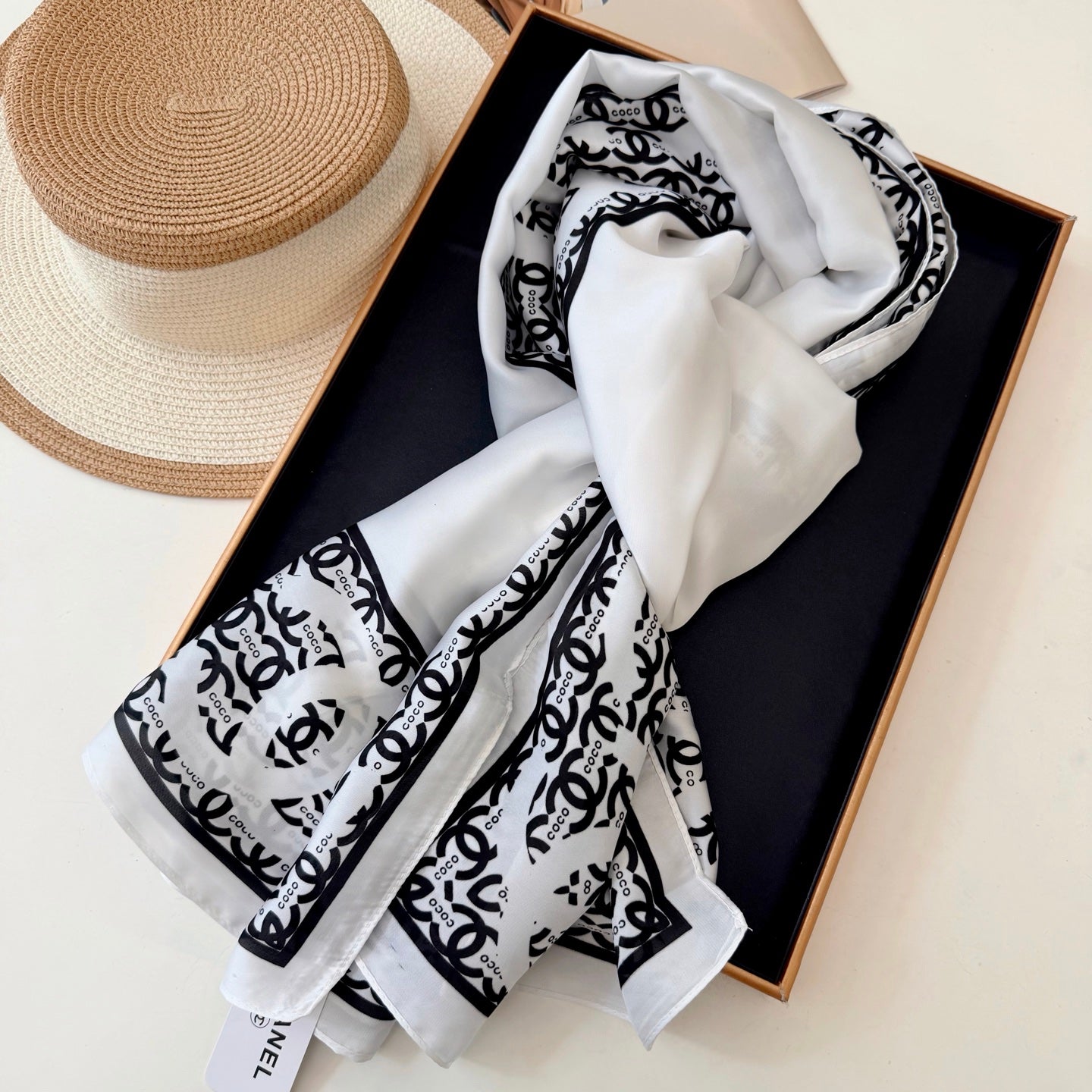Fashionable CC Pattern Silk Scarf