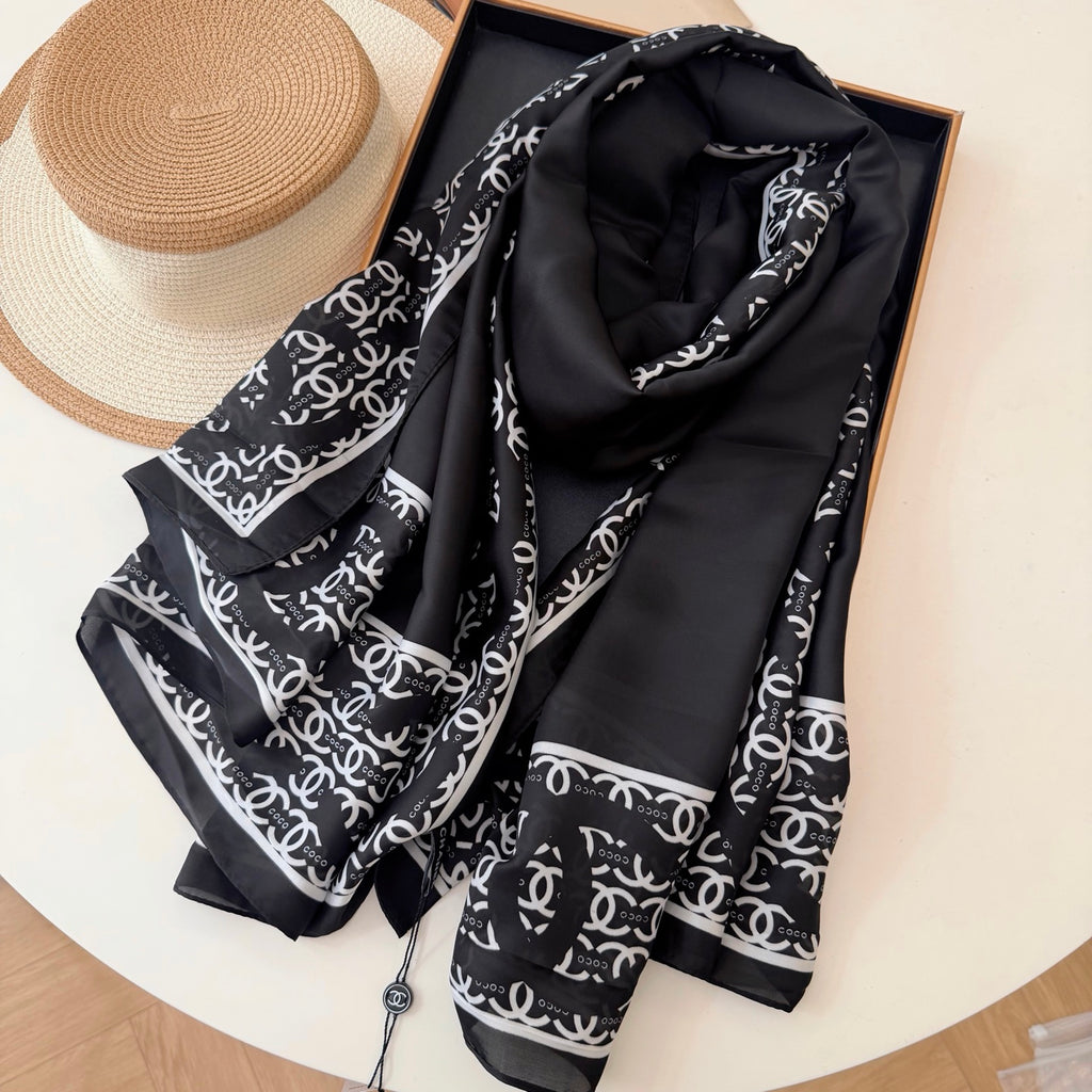 Fashionable CC Pattern Silk Scarf
