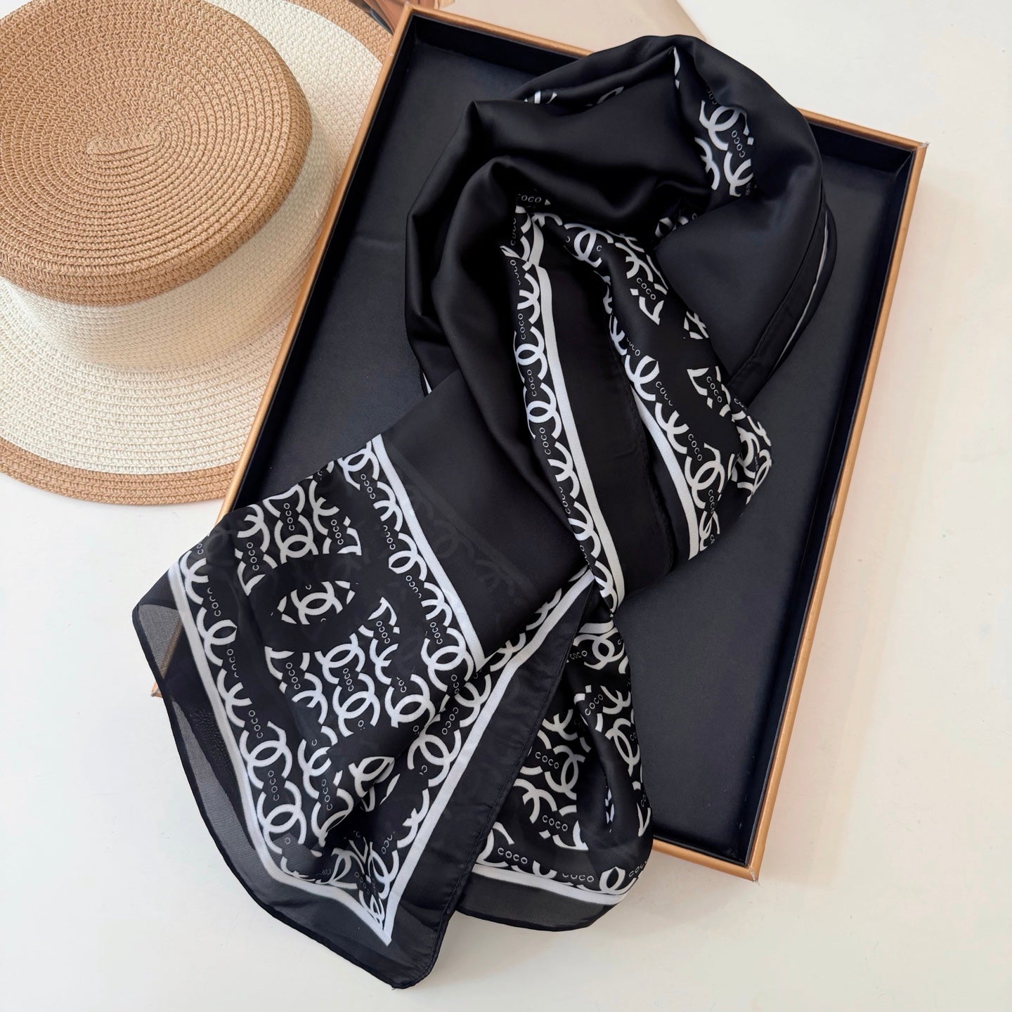 Fashionable CC Pattern Silk Scarf