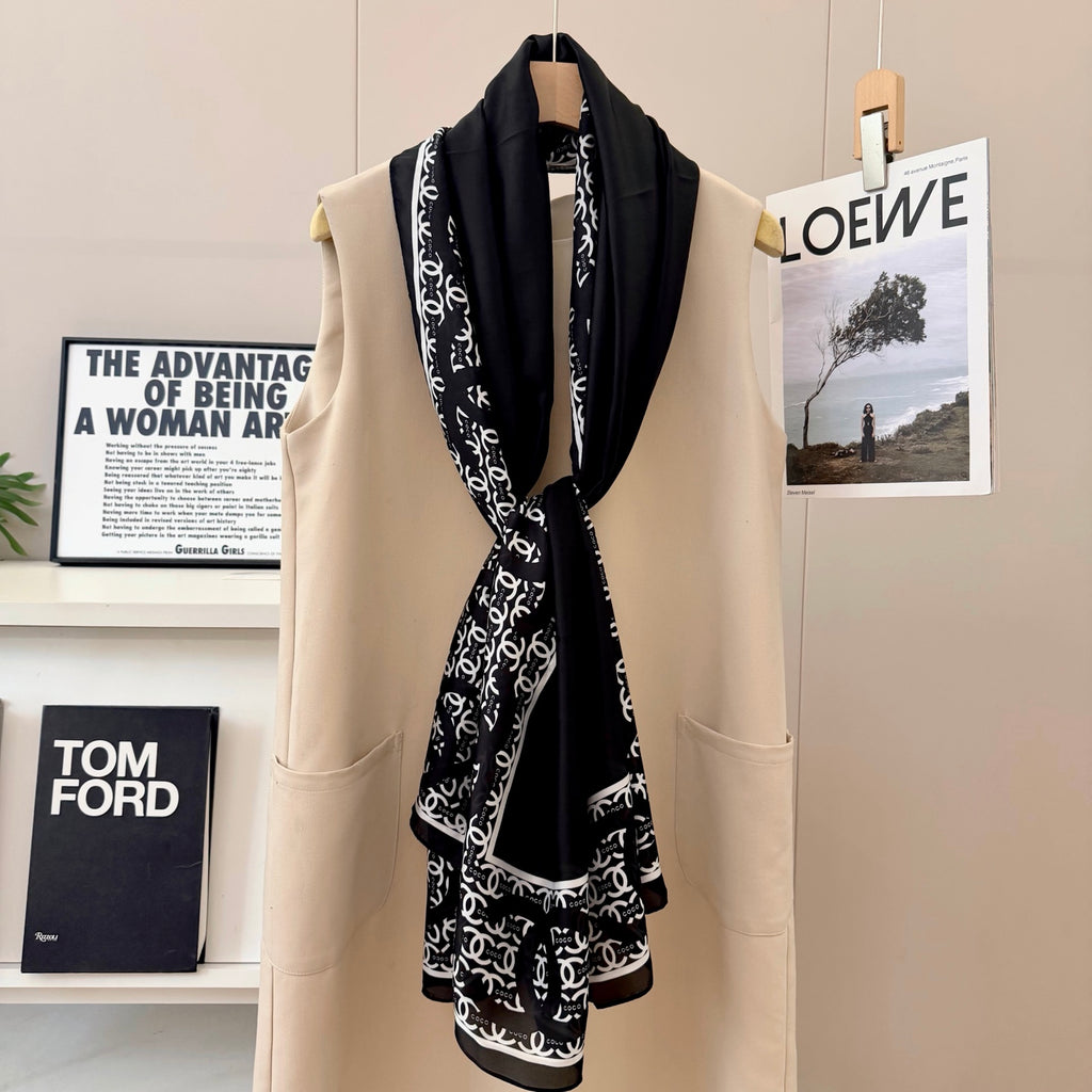 Fashionable CC Pattern Silk Scarf